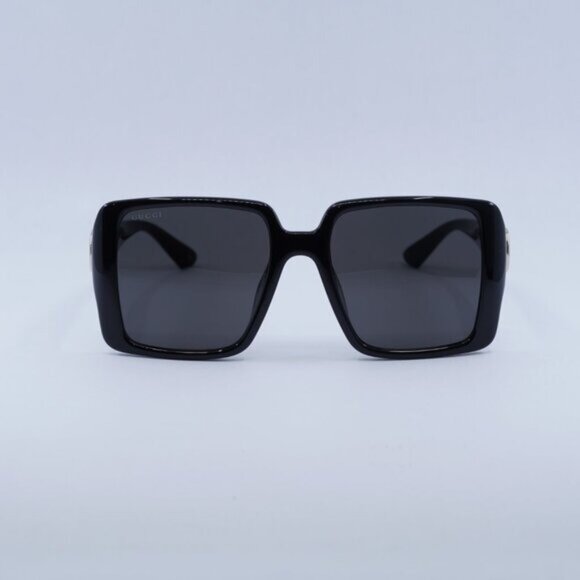 Gucci GG1692SA 001 Sunglasses Shiny Black Square Frame, Grey Lenses main image 7